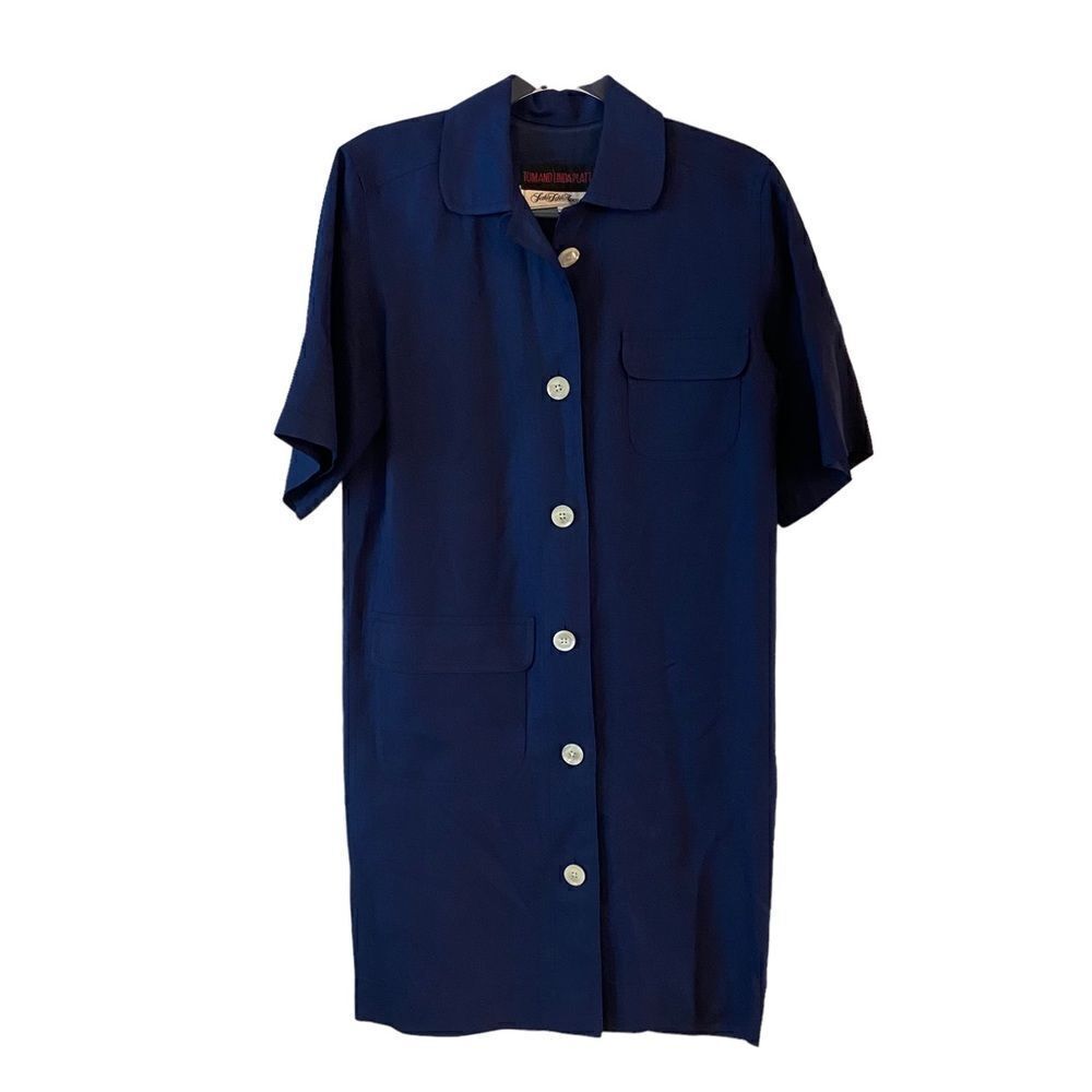 Vintage Tom & Linda Platt Saks Fifth Ave knee length button down shirt dress 